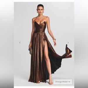 Retrofete Waldorf Elegant Metallic Gown with Slit